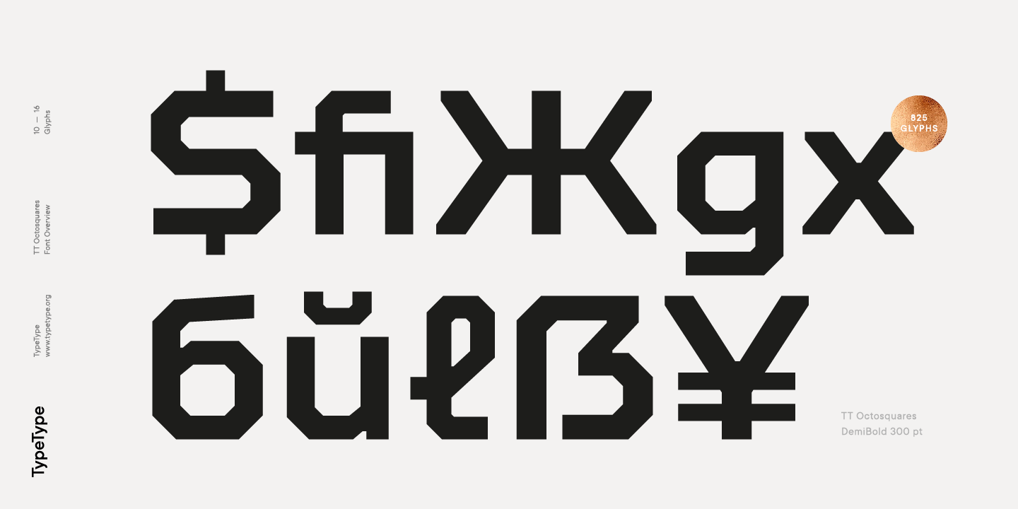 Ejemplo de fuente TT Octosquares Condensed Medium Italic